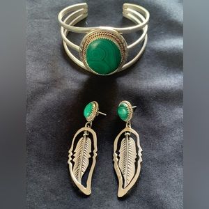 Sterling Silver American Indian design bracelet and earrings